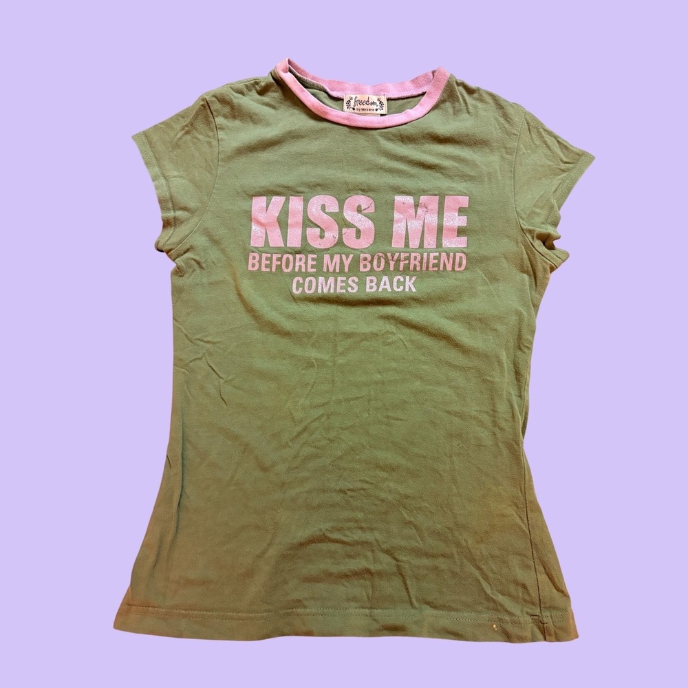 Y2K Freedom Kiss Me Before My Boyfriend Comes Back Baby Tee Scene #17